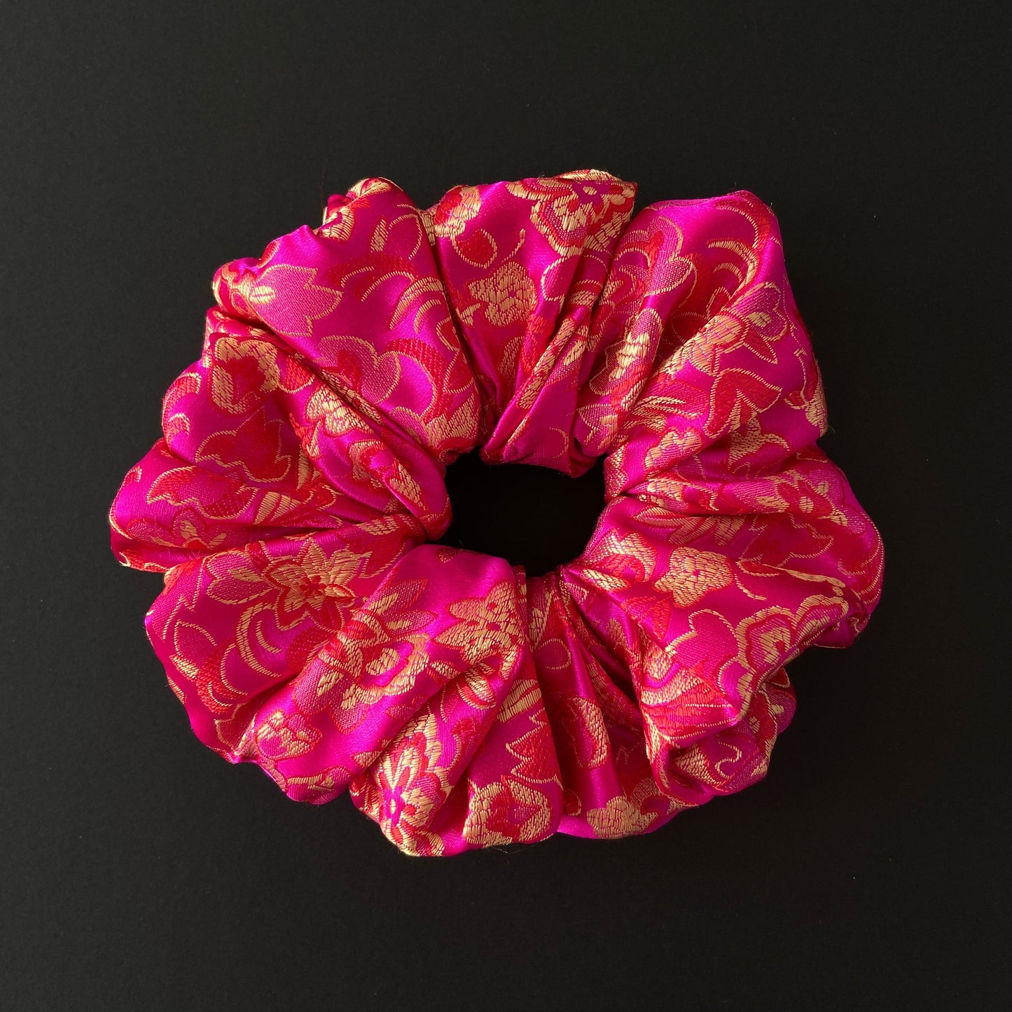 Floral Hot Pink Scrunchies
