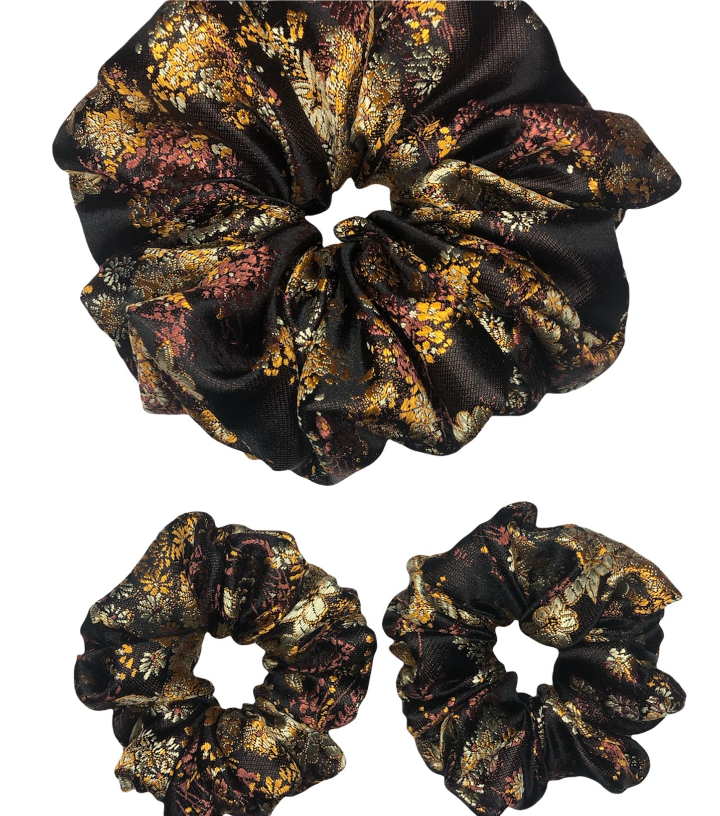 Floral Black Scrunchies