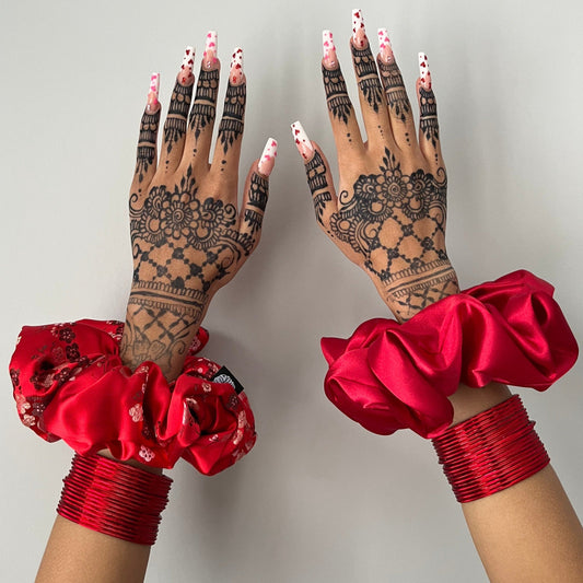 Rani Floral Red Scrunchies